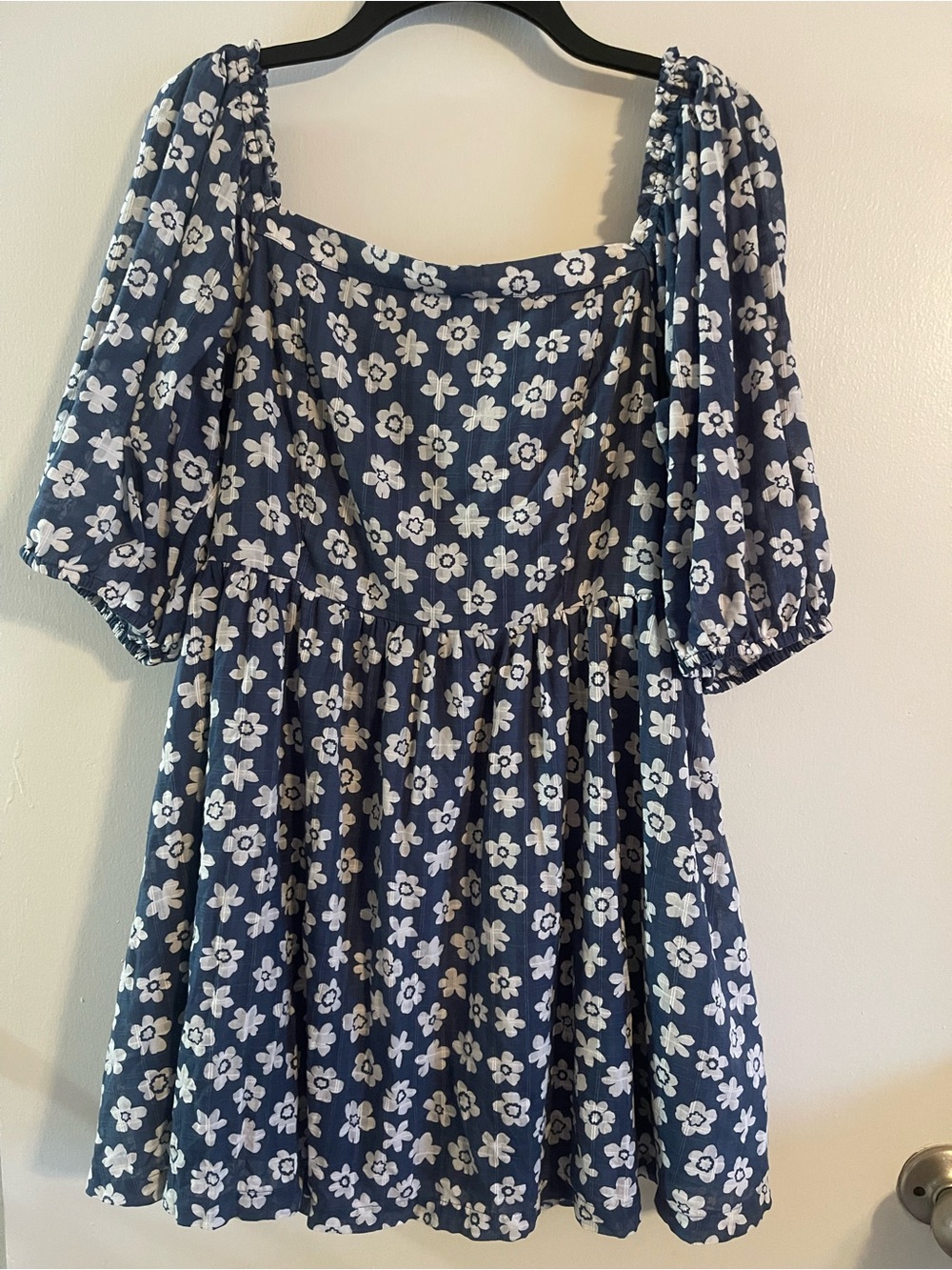 American Eagle Mini Blue Floral Puff-Sleeve Dress
